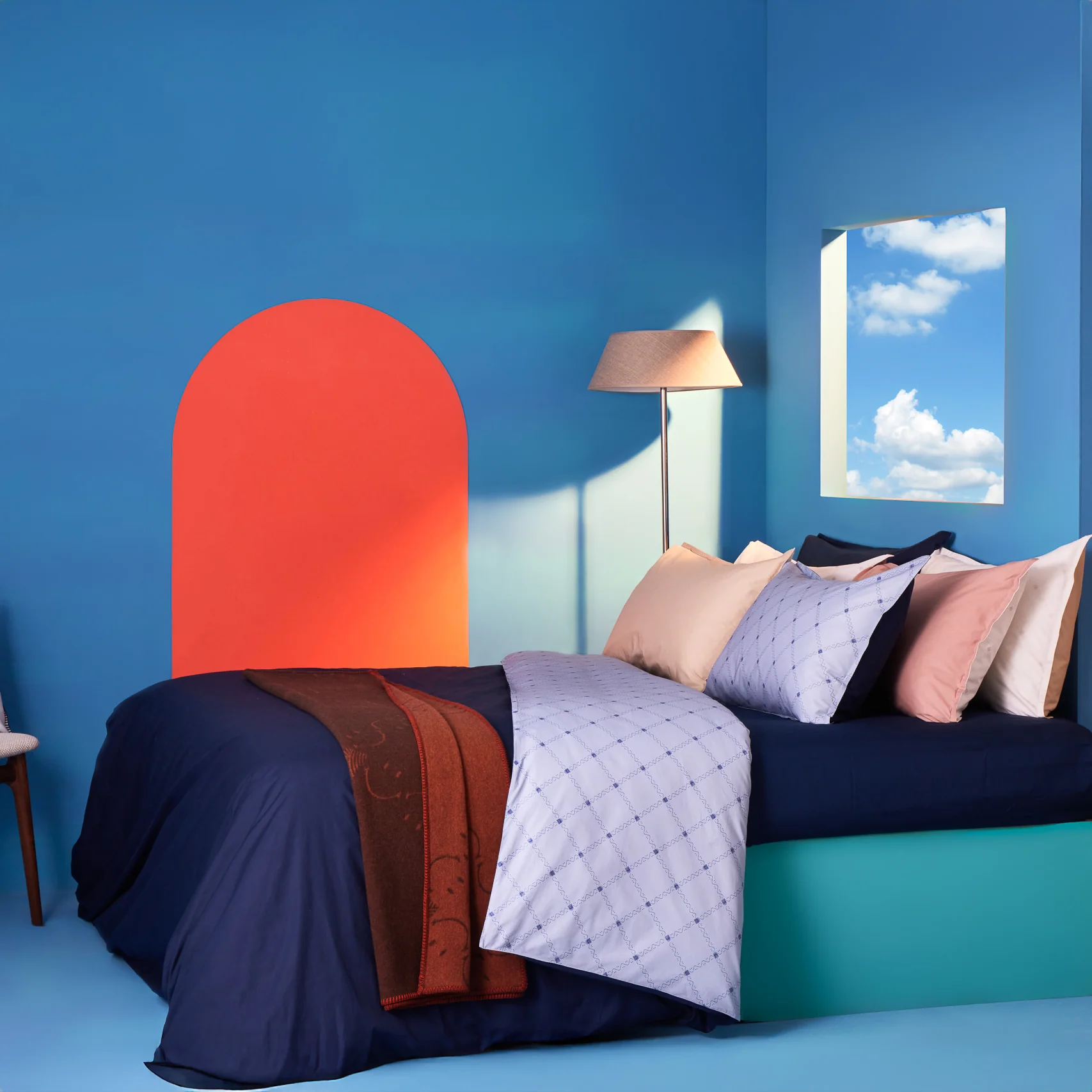 Image of Parure Copripiumino in Percalle <br>di Cotone con Ricamo - <b>Pattern