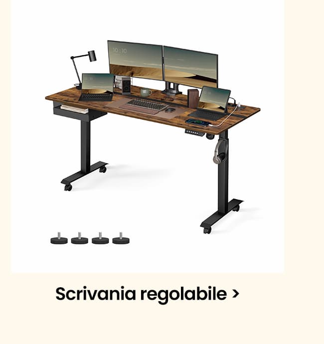 SONGMICS Scrivania Elettrica Regolabile 70 x 160 cm Marrone Vintage e Nero Inchiostro