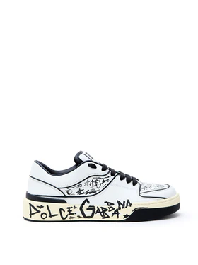 Sneakers in Nappa con Stampa Graffiti Dolce & Gabbana