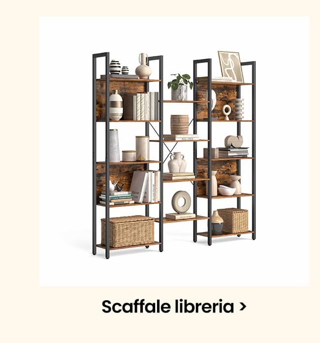 VASAGLE Libreria Scaffale Portaoggetti con 14 Ripiani in Metallo Marrone Vintage e Nero