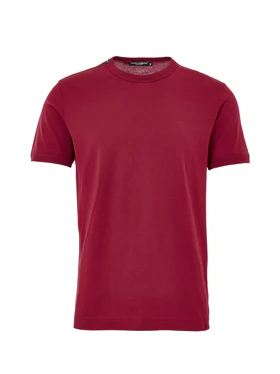 T-shirt Girocollo in Cotone Bordeaux Dolce & Gabbana