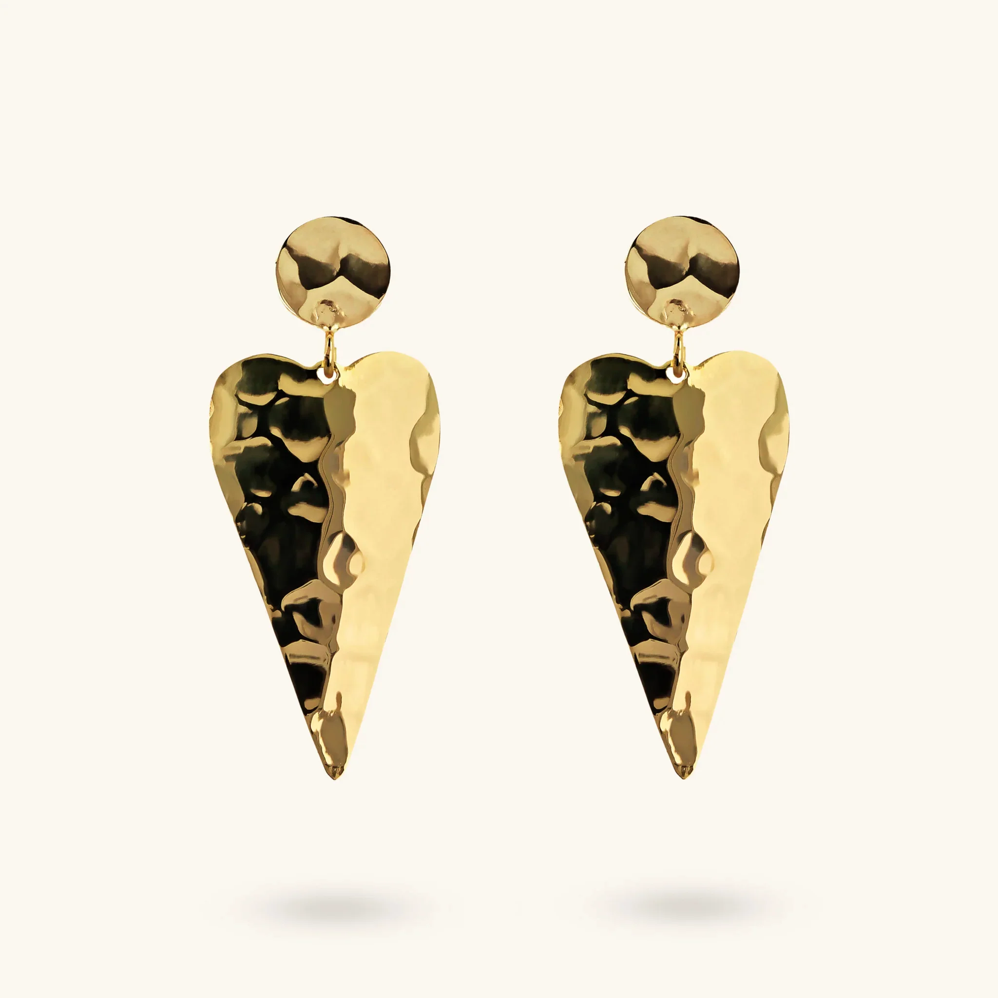 Image of Orecchini Cuore Pendenti Martellati