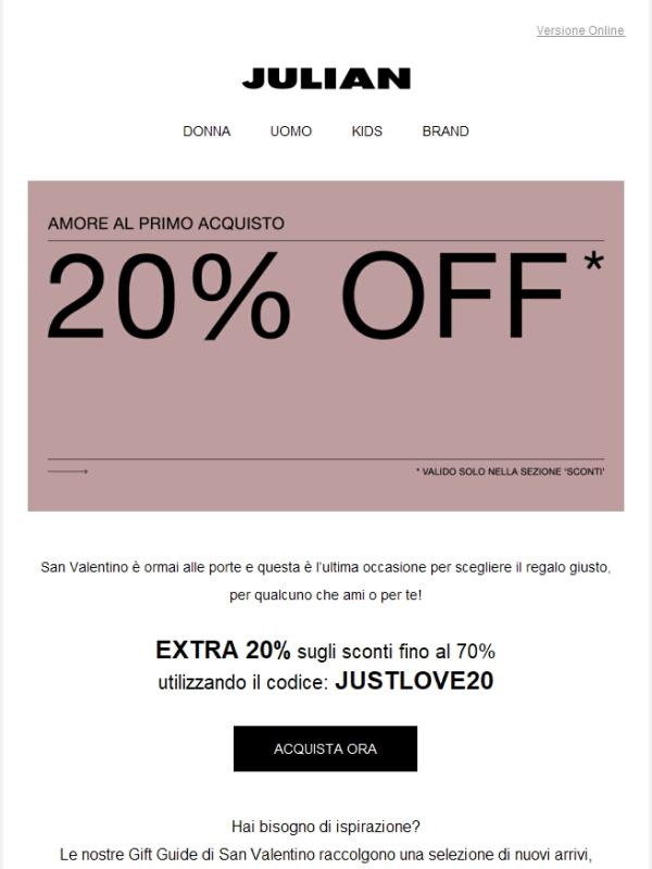 SAN VALENTINO | Last call: extra 20% sui saldi