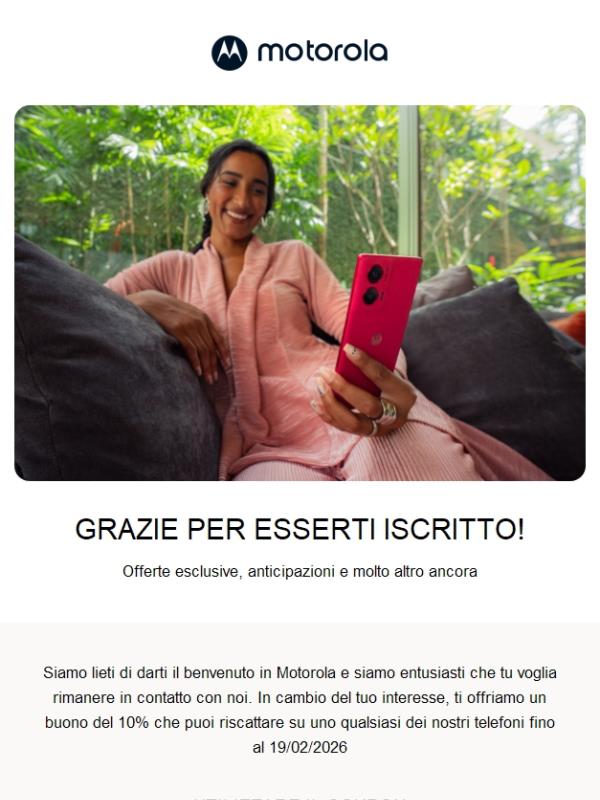 Non dimenticarti di riscattare il lo sconto del 10% su motorola.it