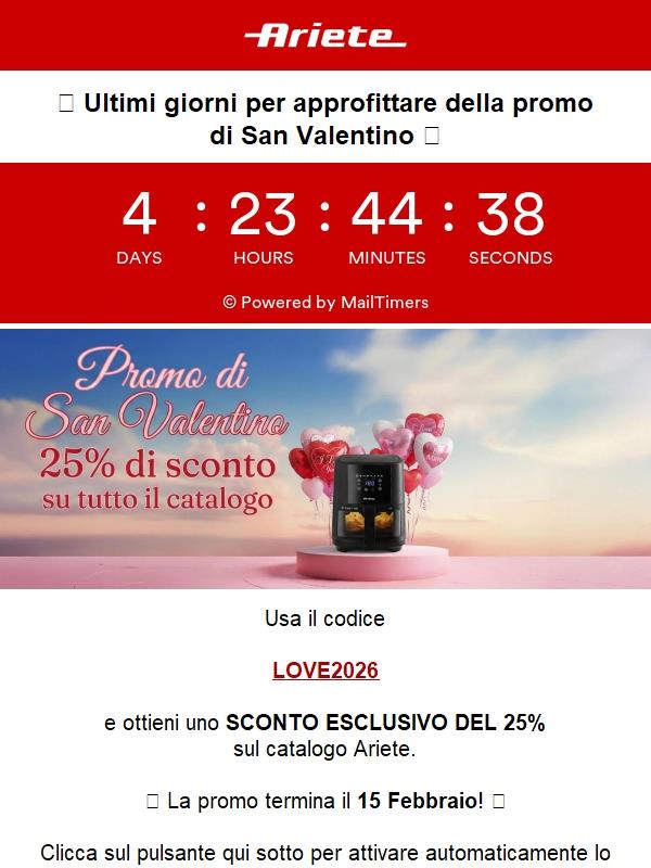 Ultima chiamata: -25% su tutto per il tuo San Valentino