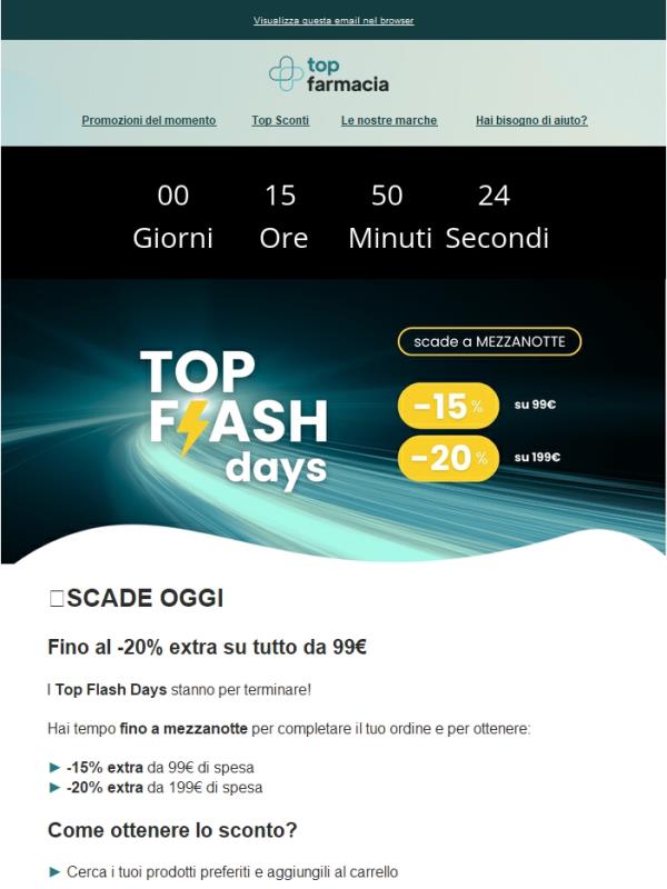 ⏳Scade oggi! Fino al -20% extra su tutto!