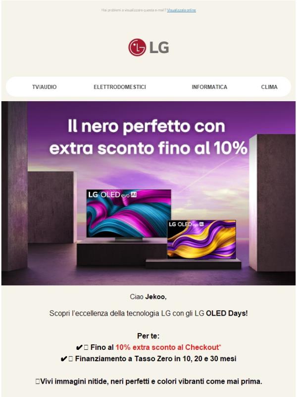LG OLED Days: fino al 10% extra sconto⚡
