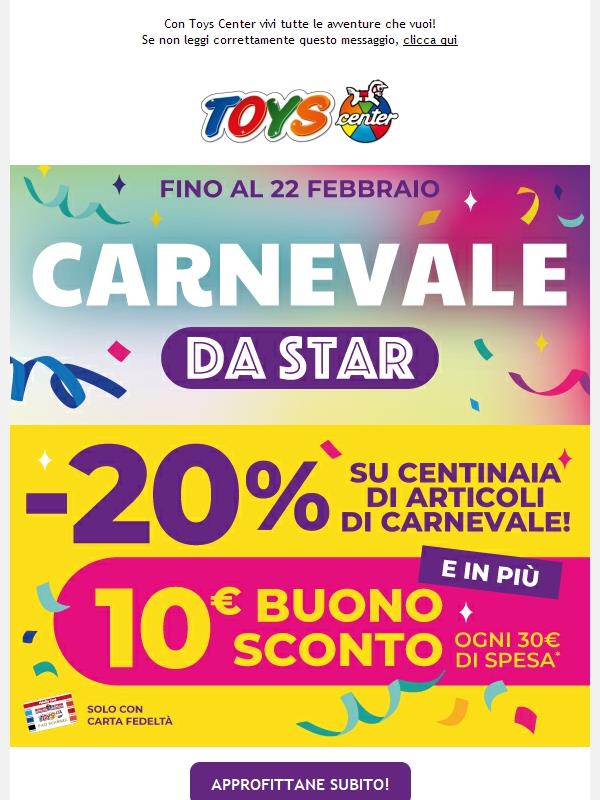 🎉 -20% per il tuo super carnevale! Solo da Toys Center!