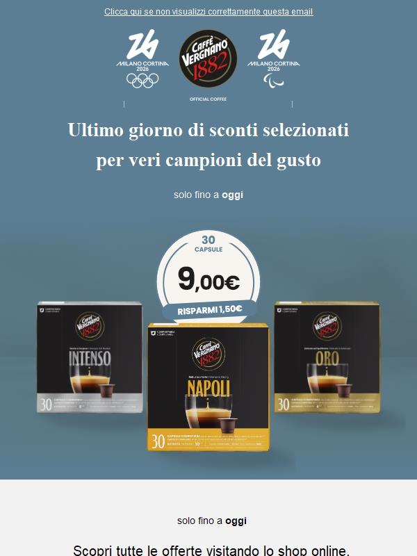 🌟 Ultimo giorno di sconto sui prodotti di Caffè Vergnano ☕