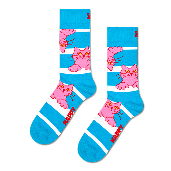 Cat On Stripe Sock