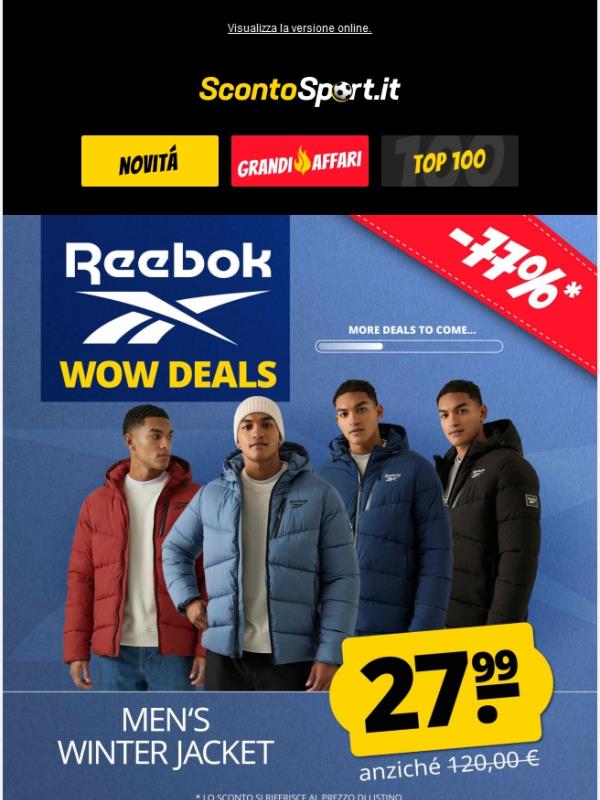 Wow Offerte 🔥 Giacca invernale Reebok a soli 27,99 €