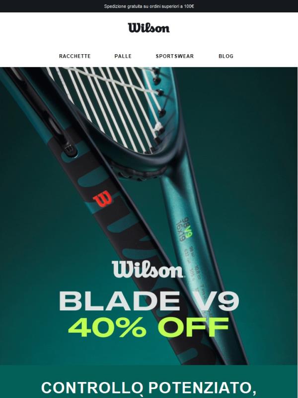 40% di sconto sulle racchette Blade V9 + Borse Blade abbinate