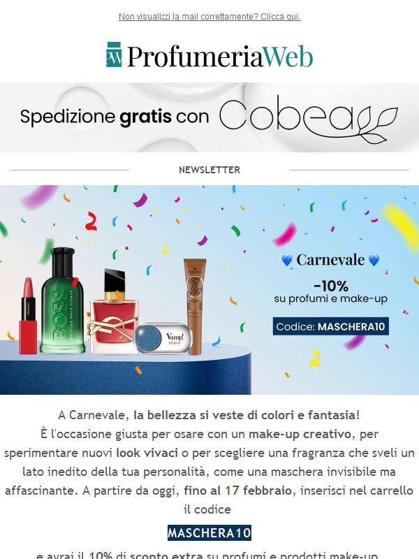 🎭 -10% su profumi e make-up per Carnevale