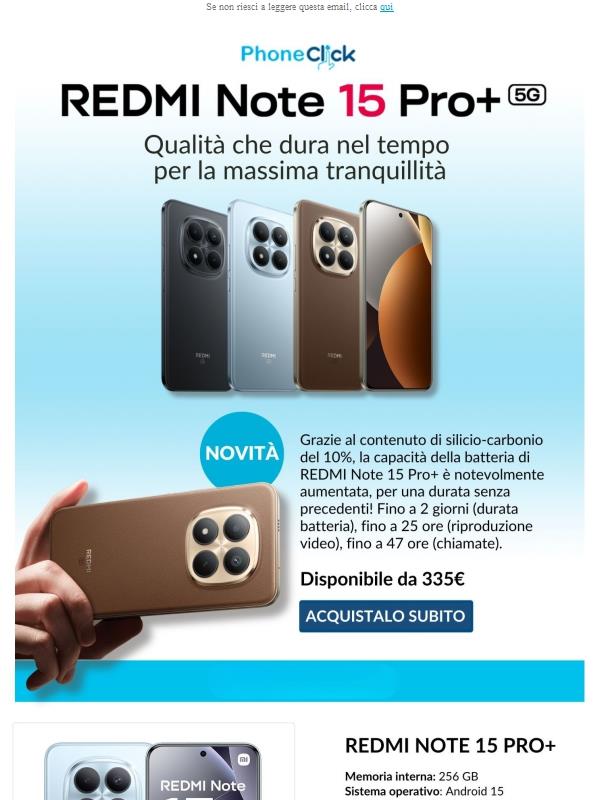 🚀 Redmi Note 15 Pro+ disponibile subito a un prezzo WOW
