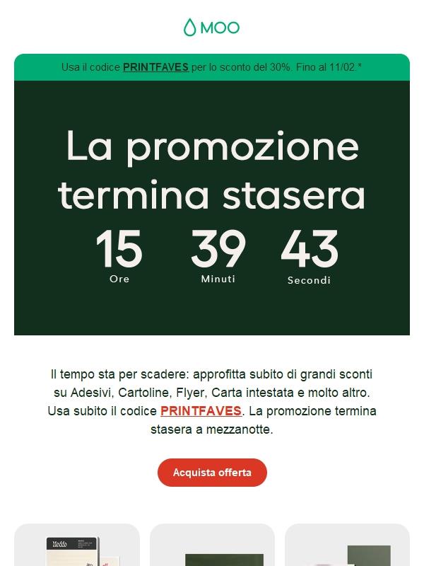 Finisce oggi: 30% di sconto sui prodotti stampati preferiti ‼️