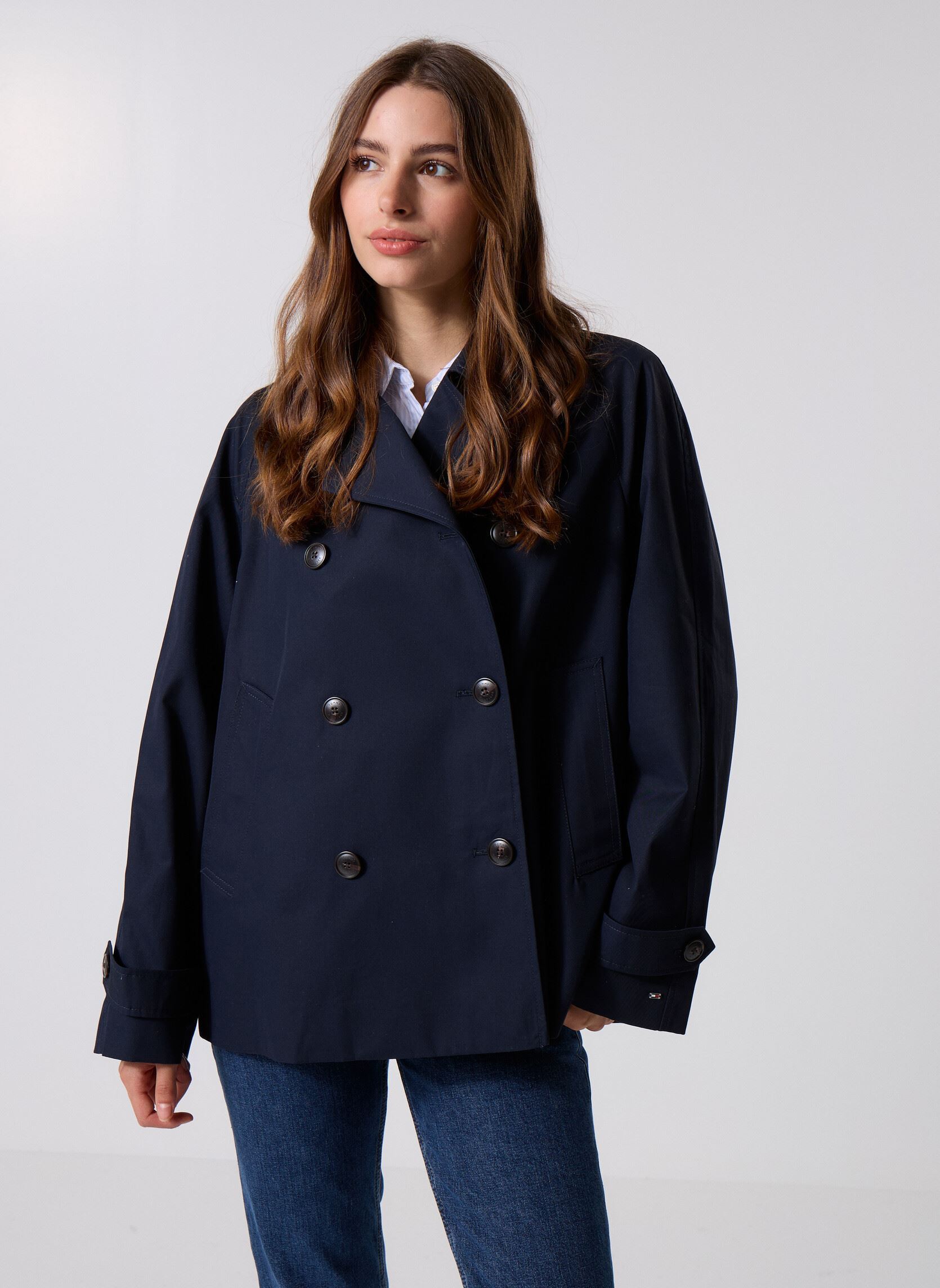 Tommy Hilfiger Cappotto - Cotton Reg Short Tre WW0WW45618DW5 donna blu