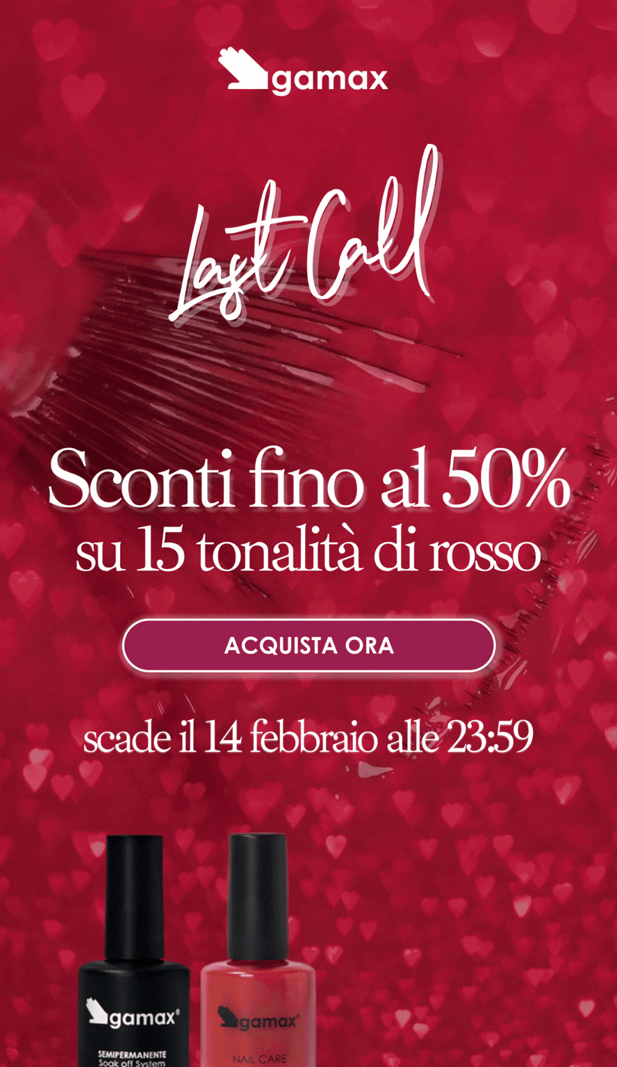 &nbsp;  Ciao&nbsp;Cara , San Valentino è alle porte, e quest'anno abbiamo preparato qualcosa di speciale.  &nbsp; Due percorsi di bellezza. Due modi per celebrare. Uno per le unghie, uno per la pelle.  &nbsp; Rossi al -50% per chi vuole unghie perfette che dicono tutto senza parlare. Dermacare al -20% per chi vuole coccolarsi con una skincare che funziona davvero... &nbsp; ma le offerte non finiscono qui! 👇👇👇👇👇 &nbsp;
