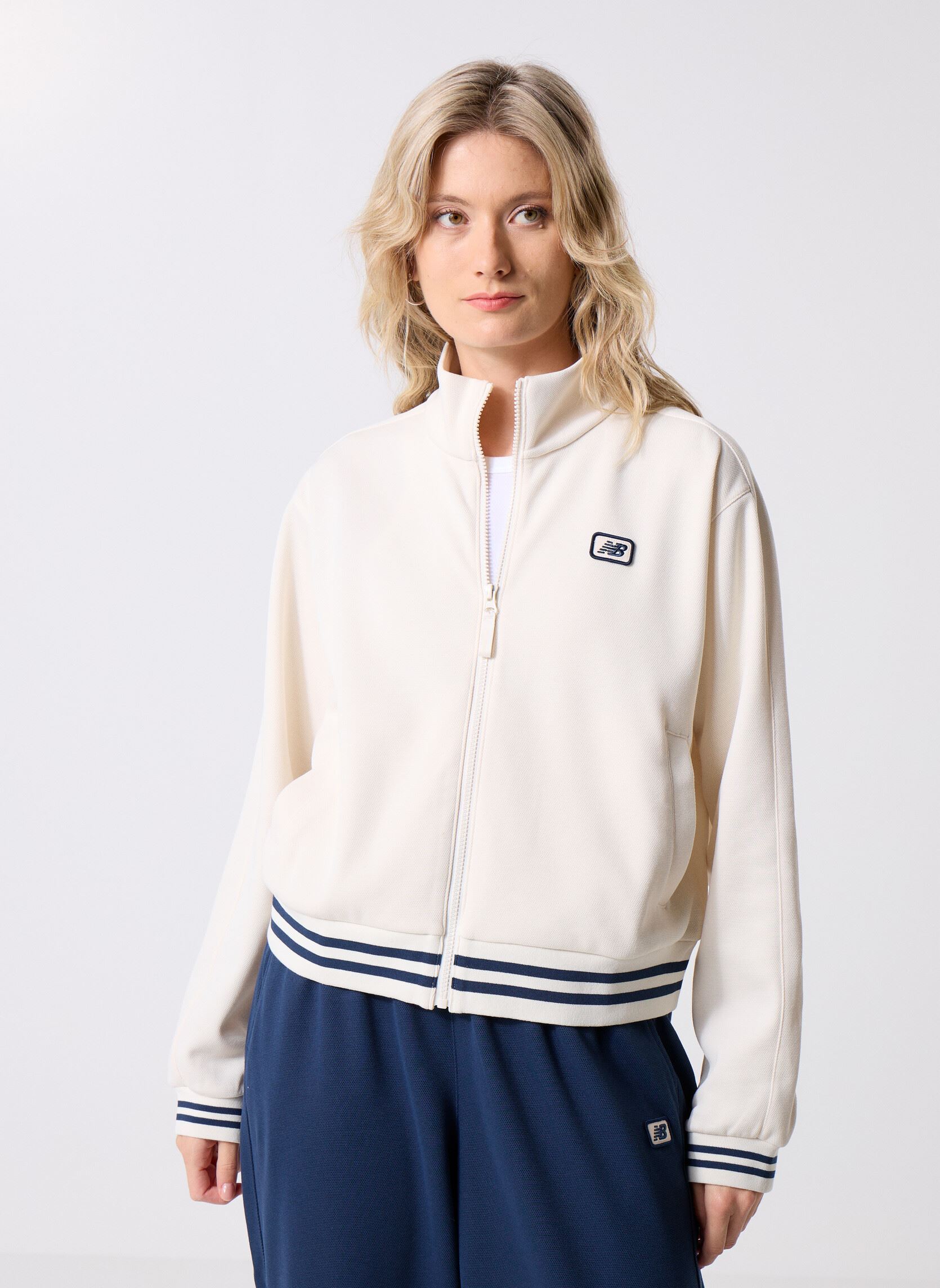 New Balance Giacche da tuta Post Season Pique Track Jacket donna bianco