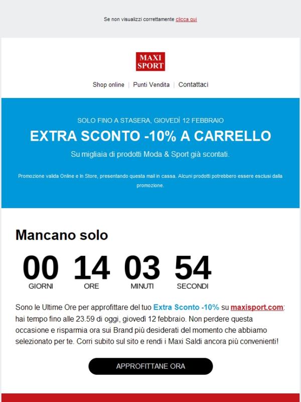 ⏰ Il tuo Extra Sconto aggiuntivo sta per terminare