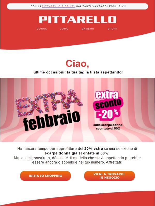 Trova la tua taglia 🔍 Scarpe al -50% + 20% extra!