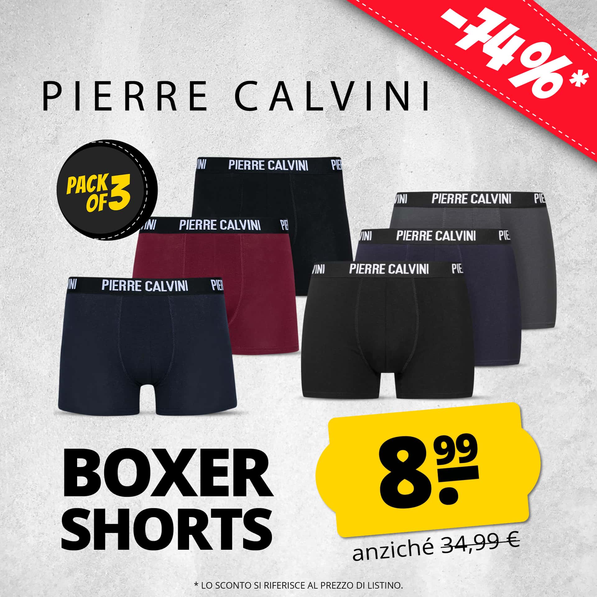 pierre calvini hipster uomo boxer set da 3