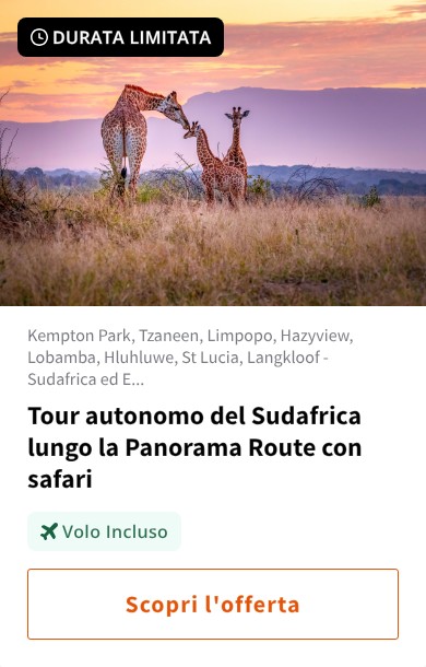 Tour autonomo del Sudafrica lungo la Panorama Route con safari