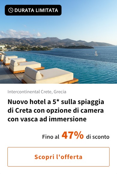 Nuovo hotel a 5* sulla spiaggia di Creta con opzione di camera con vasca ad immersione
