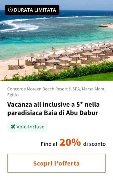Vacanza all inclusive a 5* nella paradisiaca Baia di Abu Dabur