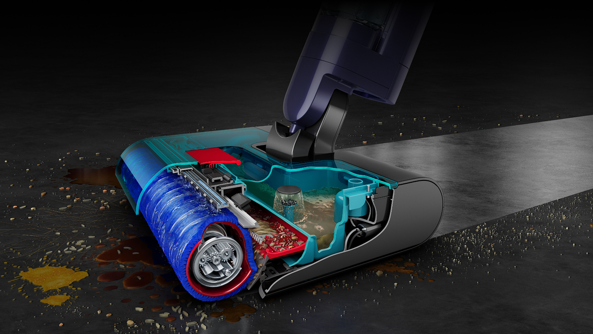 Dettaglio del lavapavimenti Dyson Clean+Wash Hygiene.