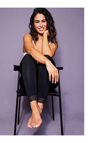 Leggings con orlo di pizzo