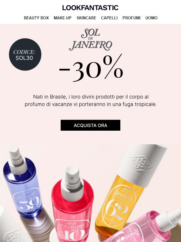 SOLO OGGI: -30% | Sol de Janeiro