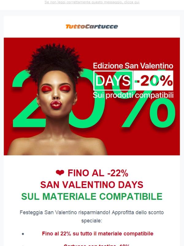 ❤️ Offerta di San Valentino : Fino al -22% di sconto sul compatibile . Su www.tuttocartucce.com