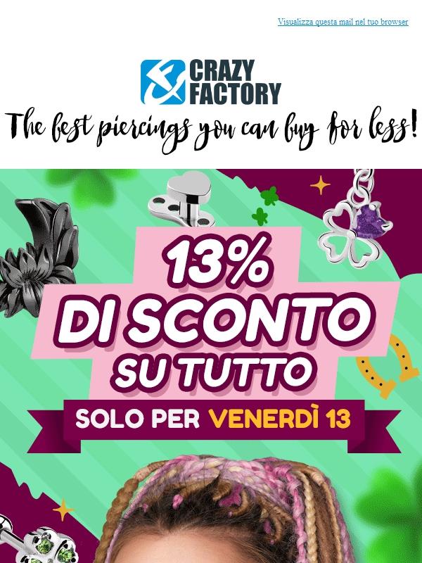 🍀 Oggi è il tuo giorno fortunato: 13% di sconto su tutto, .