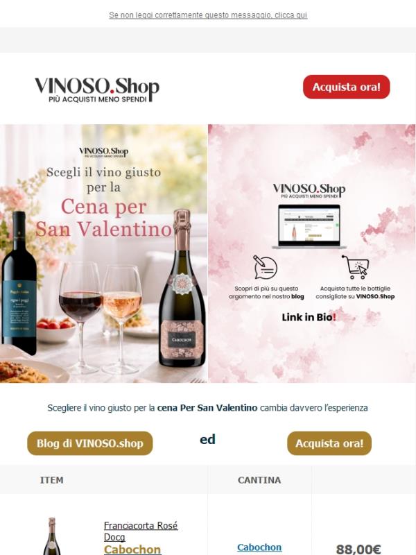 😍 VINOSO | Scegliere il vino giusto per la Cena Per San Valentino