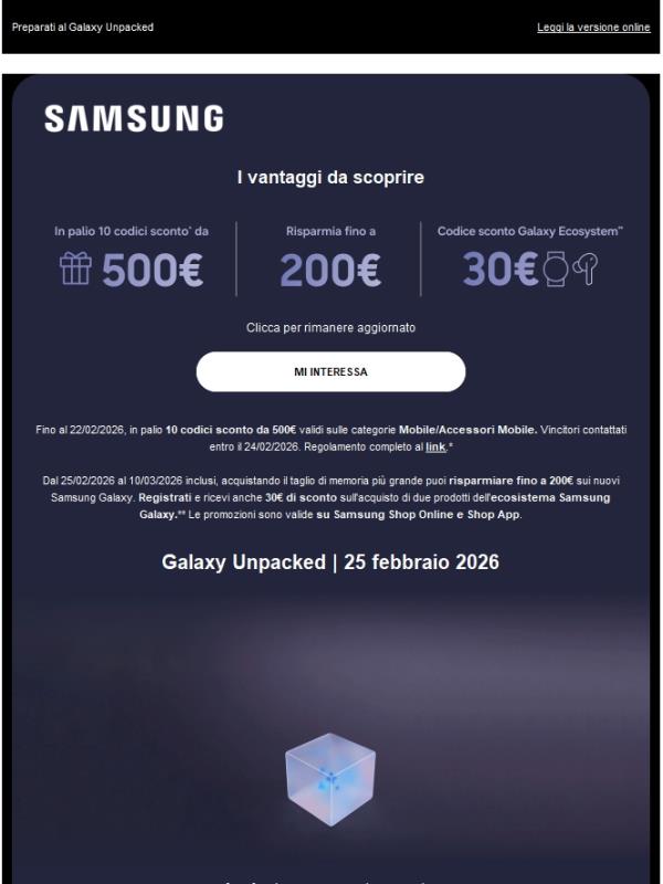 Risparmia fino a 200€ sui nuovi Samsung Galaxy