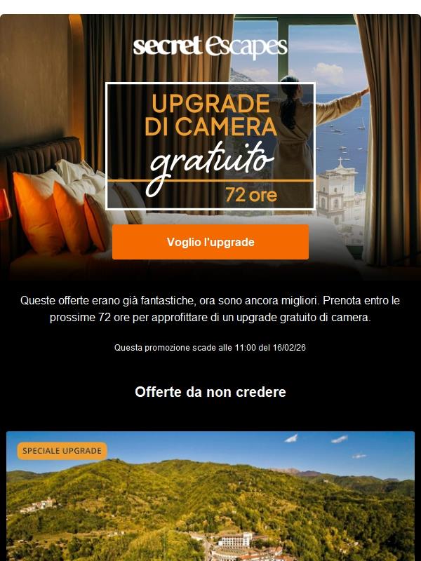 L'upgrade di camera lo offriamo noi. Non c'è di che.