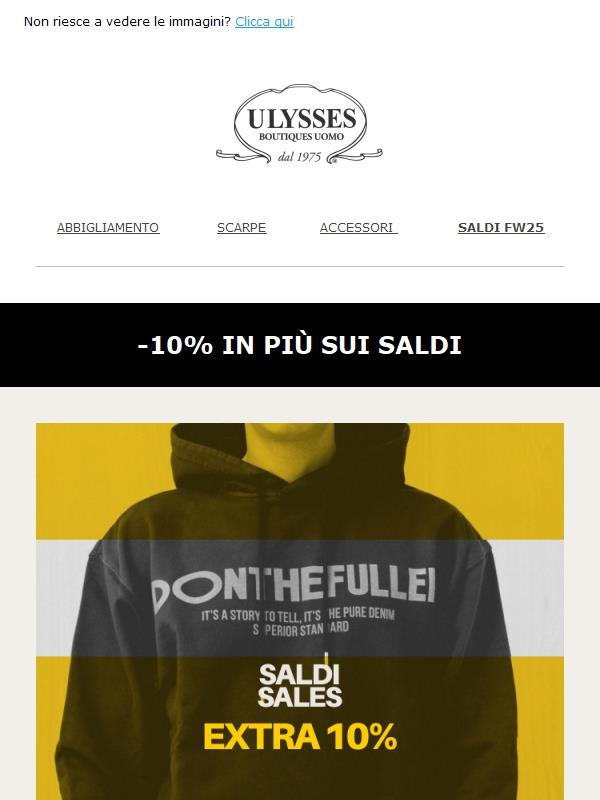 Per te un extra -10% sui saldi 🔒