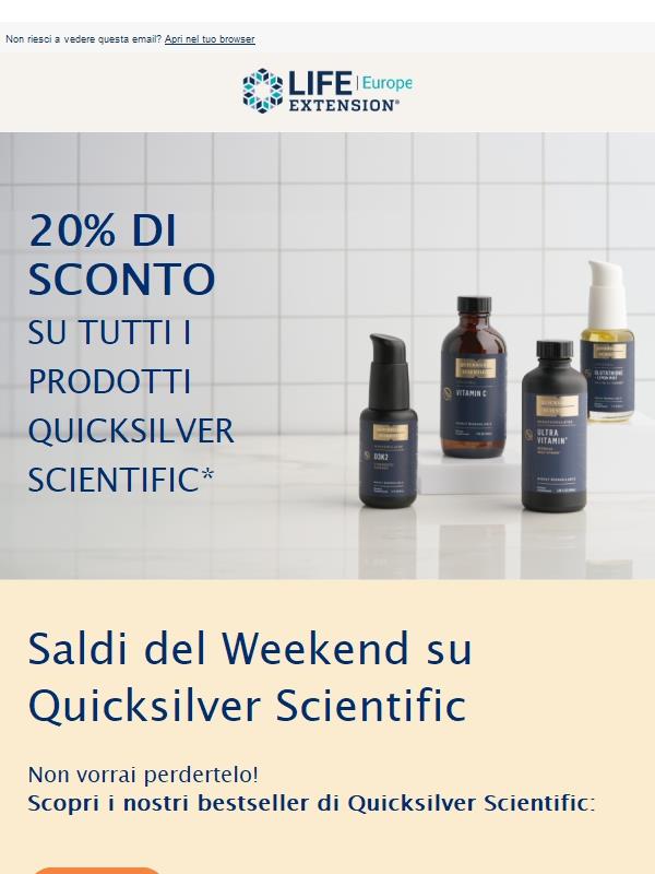 -20% su Quicksilver Scientific questo fine settimana