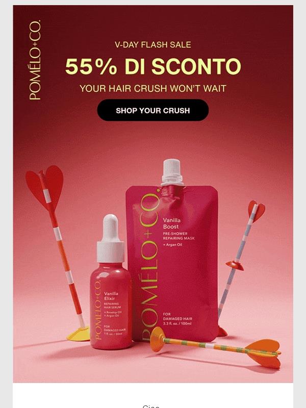 -55 % e un omaggio gratuito nel V-Day Flash Sale 💖