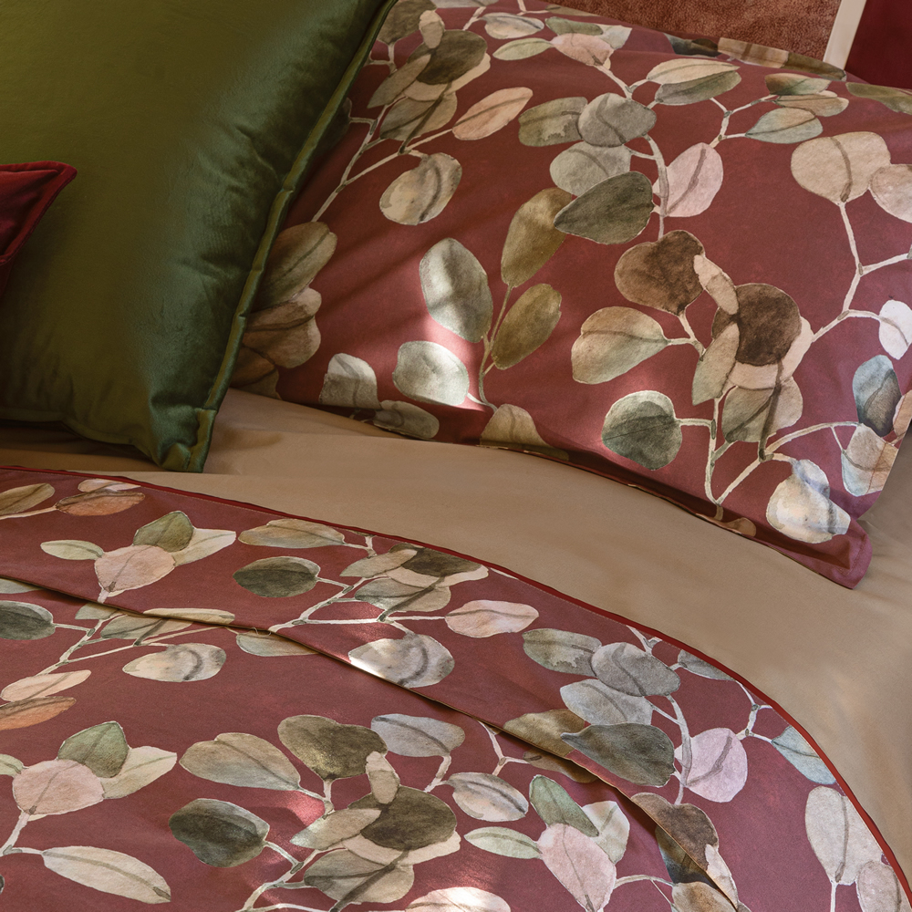 Image of COMPLETO LENZUOLA MATRIMONIALE SABI SABI BURGUNDY SASSO FAZZINI