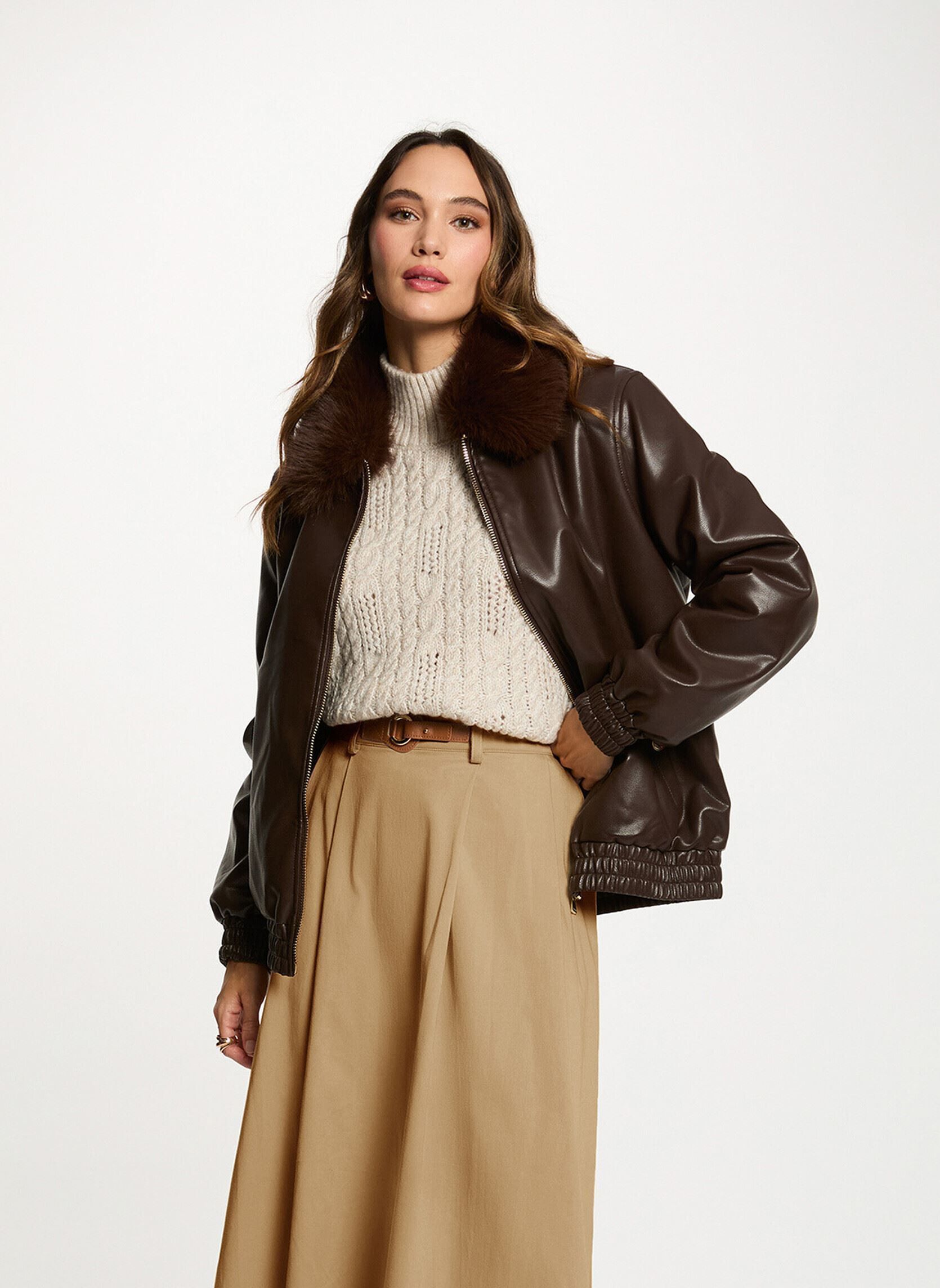 Morgan Giacche di pelle 252-GEMPER donna marrone