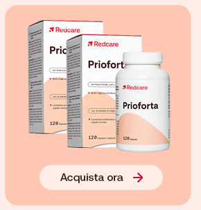 Due confezioni di Redcare Prioforta, integratore con estratti naturali per capelli forti, in offerta 2x1.