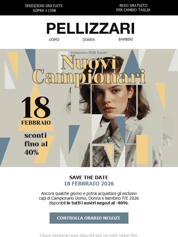 NUOVI CAMPIONARI, dal 18 Febbraio in Negozio