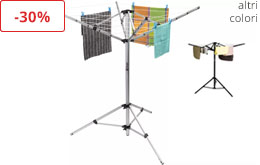 Stendibiancheria a ombrello con treppiede e custodia argento