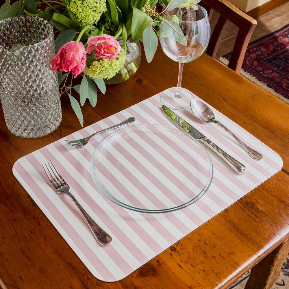 Image of TOVAGLIETTA RETTANGOLARE RIGHE BIANCO E ROSA POLVERE CAMILLA HOME