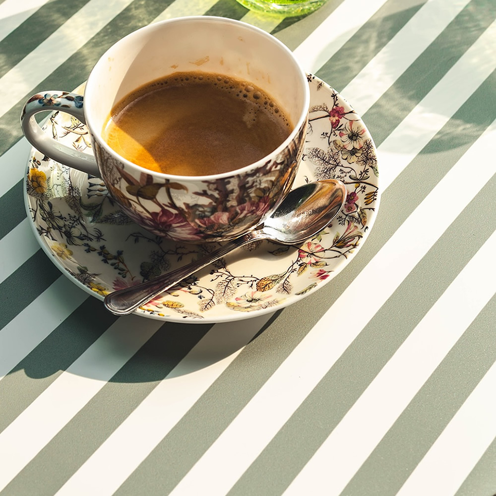 Image of TOVAGLIETTA RETTANGOLARE RIGHE BIANCO E VERDE SALVIA CAMILLA HOME