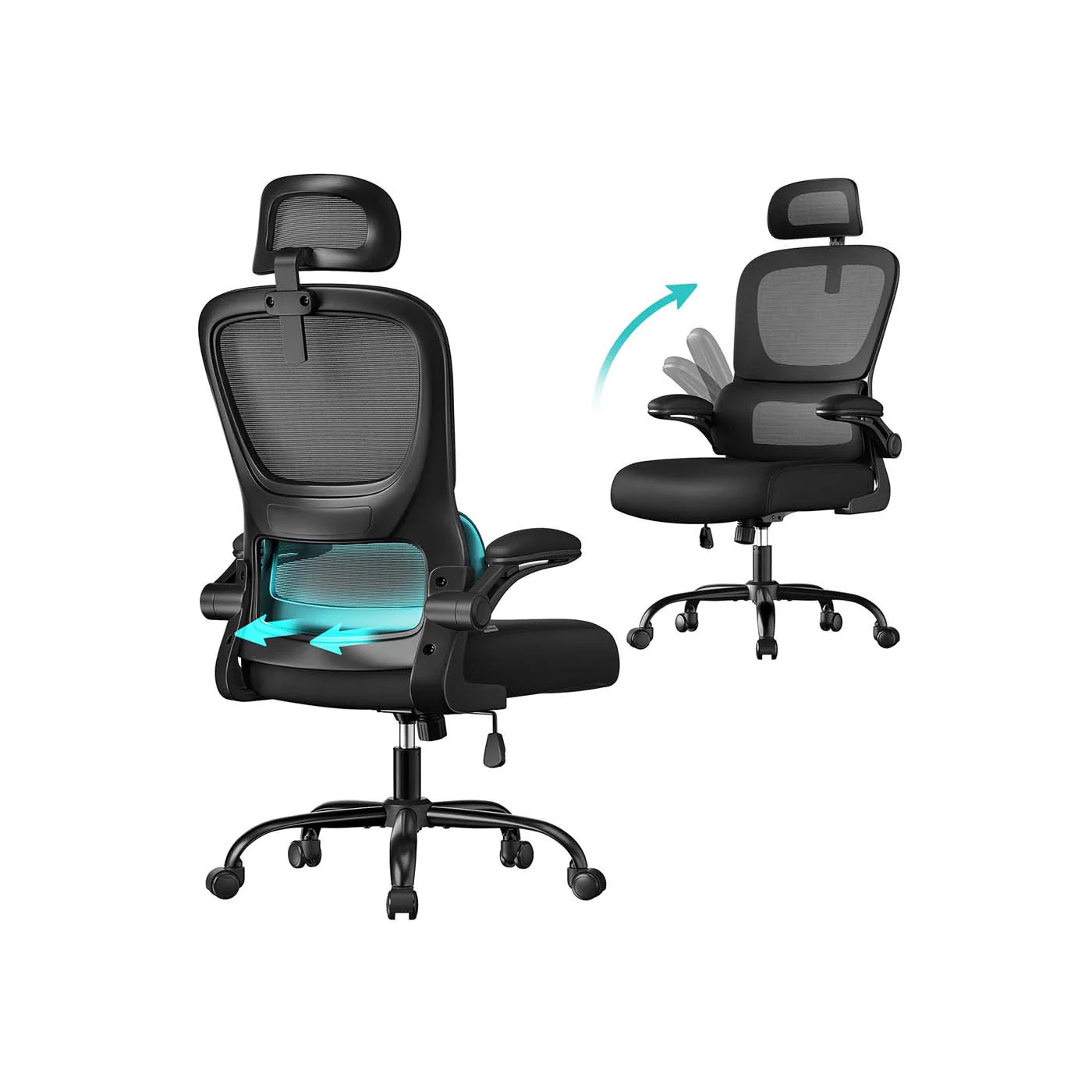 Image of Sedia ergonomica da ufficio in rete con supporto regolabile