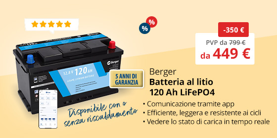 Batteria LiFePO4 120 ah 12 V con bluetooth