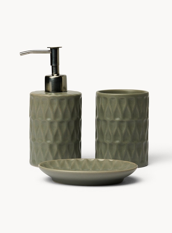 Set 3 accessori bagno in ceramica