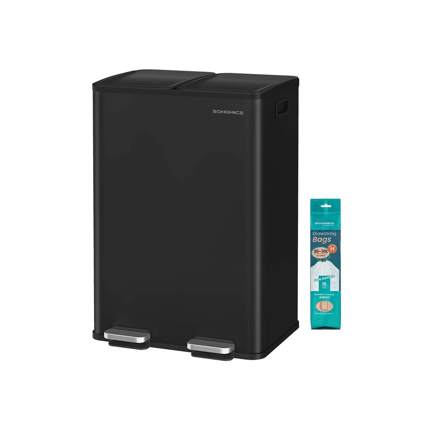 Image of Pattumiera a pedale doppio scomparto chiusura morbida in acciaio